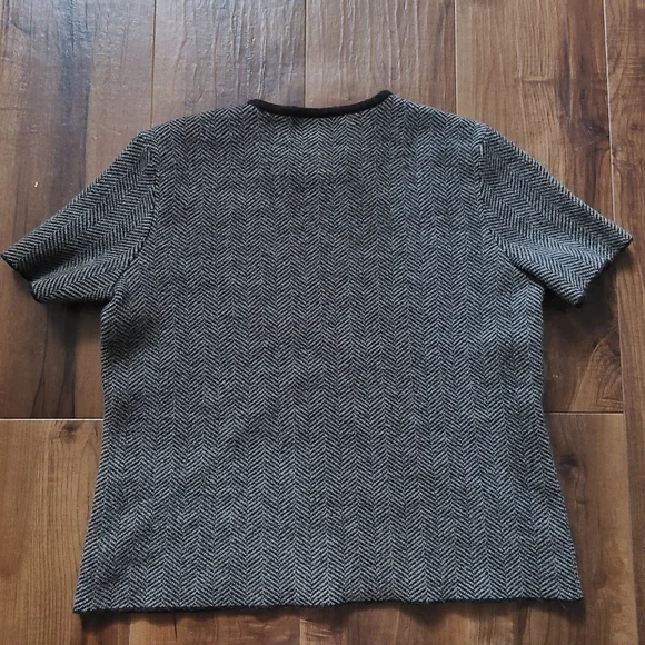 Vintage 90s Italian Merino Wool Herringbone Sweater Work Preppy Grandma Womens M - Picture 2 of 5